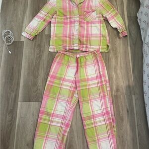 Victoria's Secret Kids Plaid Pajama Set - Pink and Green